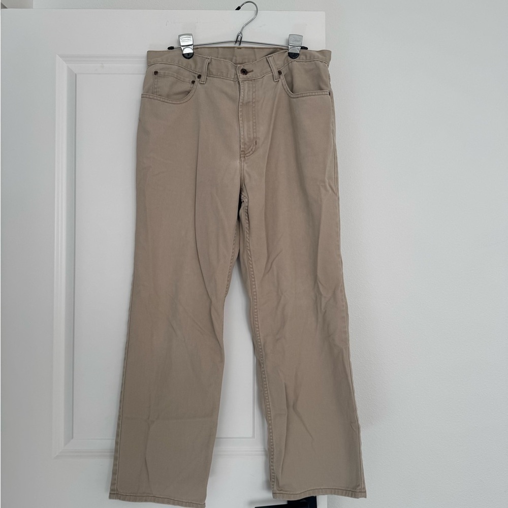 LL Bean men’s tan khaki soft denim jeans pants size 36 x 30